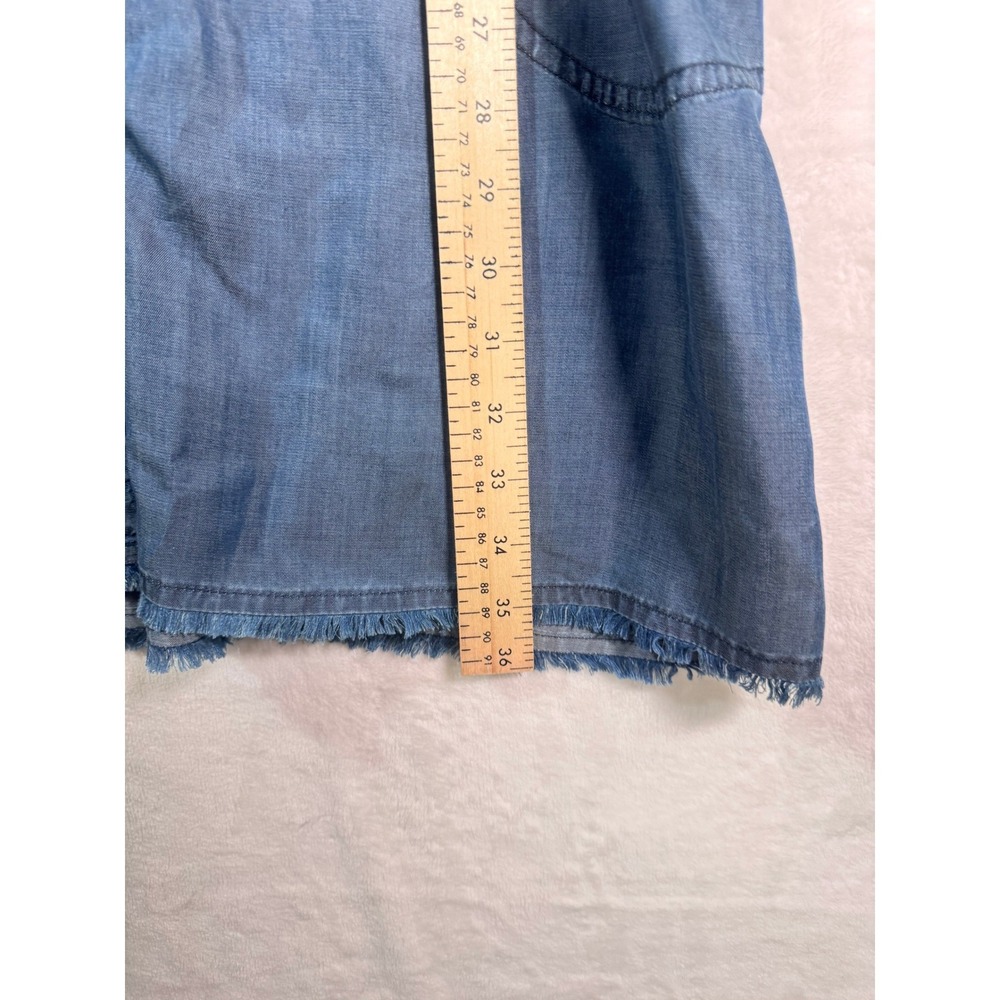 Tommy Bahama Blue Tencel Lyocell Button Up Tunic Shirt Dress Raw Hem Women XL - Picture 3 of 6